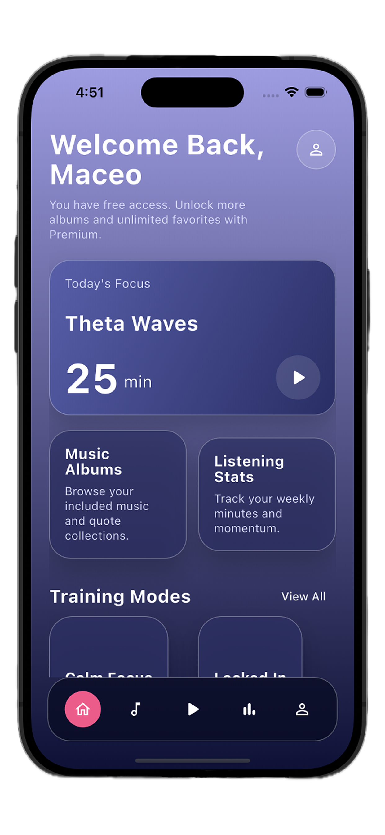 ProdMaceAudio home screen